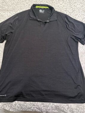 Russell Athletic Black Performance Polo with Lime Accent